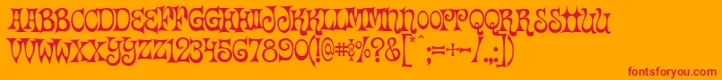 フォントHappy Days – オレンジの背景に赤い文字