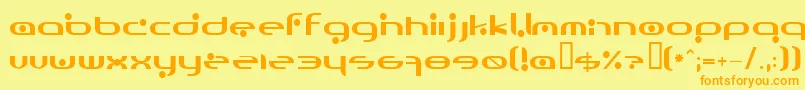 フォントOmicron – オレンジの文字が黄色の背景にあります。