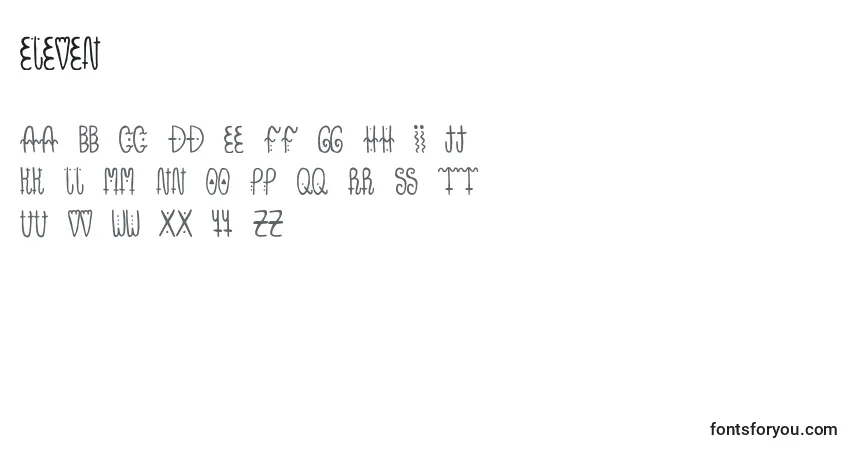 A fonte Eleven – alfabeto, números, caracteres especiais