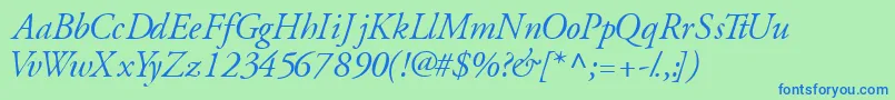 GaramondsskItalic Font – Blue Fonts on Green Background