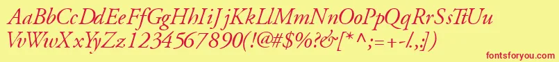 GaramondsskItalic Font – Red Fonts on Yellow Background