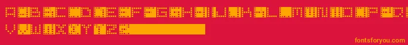 PixelPoint-Schriftart – Orangefarbene Schriften auf rotem Hintergrund