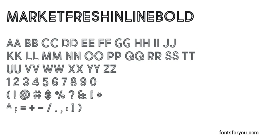 Шрифт MarketFreshInlineBold – алфавит, цифры, специальные символы