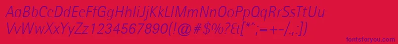 AgfarotissemisanslightItalic Font – Purple Fonts on Red Background