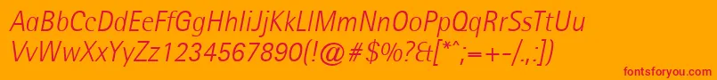 AgfarotissemisanslightItalic Font – Red Fonts on Orange Background