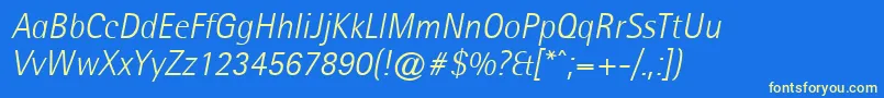 AgfarotissemisanslightItalic-Schriftart – Gelbe Schriften auf blauem Hintergrund