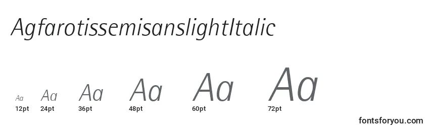 Размеры шрифта AgfarotissemisanslightItalic