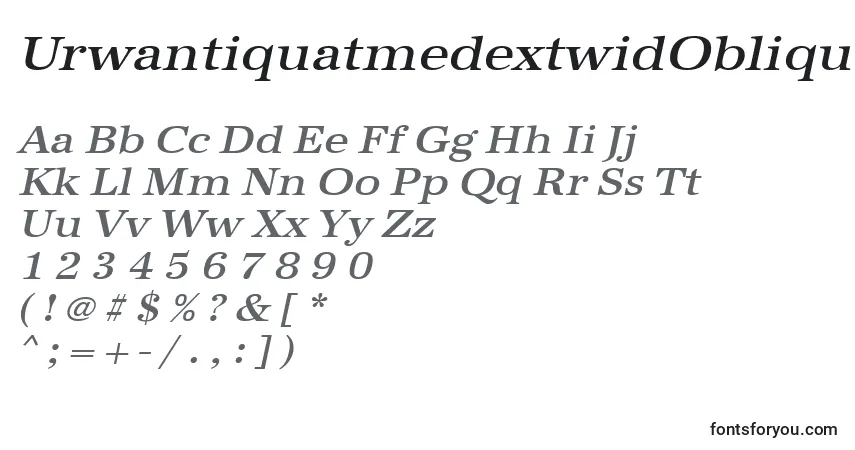 A fonte UrwantiquatmedextwidOblique – alfabeto, números, caracteres especiais