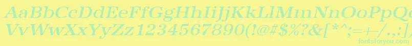 UrwantiquatmedextwidOblique Font – Green Fonts on Yellow Background