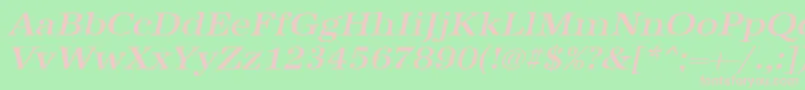 UrwantiquatmedextwidOblique-Schriftart – Rosa Schriften auf grünem Hintergrund