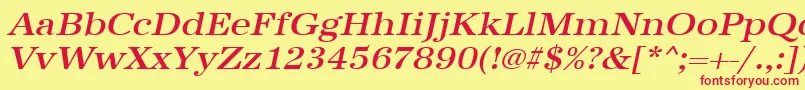 UrwantiquatmedextwidOblique Font – Red Fonts on Yellow Background