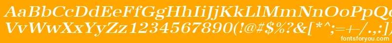 UrwantiquatmedextwidOblique-Schriftart – Weiße Schriften auf orangefarbenem Hintergrund