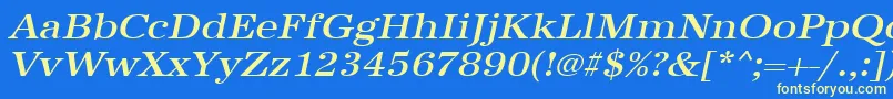 UrwantiquatmedextwidOblique Font – Yellow Fonts on Blue Background