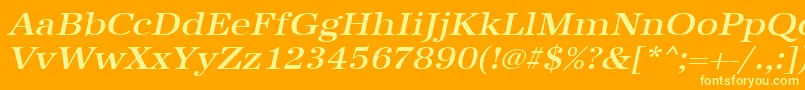 UrwantiquatmedextwidOblique Font – Yellow Fonts on Orange Background