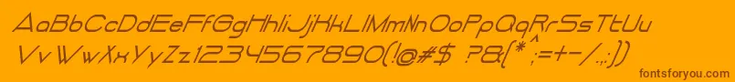 DancingJuiceNormalItalic-fontti – ruskeat fontit oranssilla taustalla
