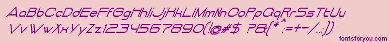 DancingJuiceNormalItalic-fontti – violetit fontit vaaleanpunaisella taustalla