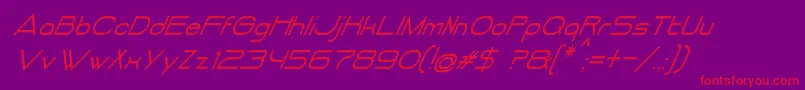 DancingJuiceNormalItalic-fontti – punaiset fontit violetilla taustalla