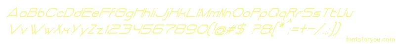 DancingJuiceNormalItalic-fontti – keltaiset fontit valkoisella taustalla