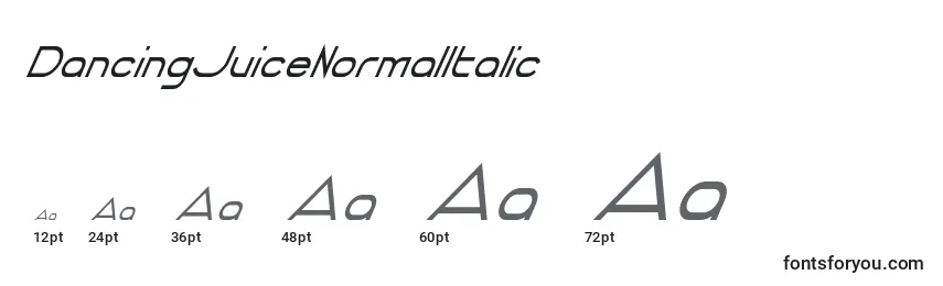 Размеры шрифта DancingJuiceNormalItalic