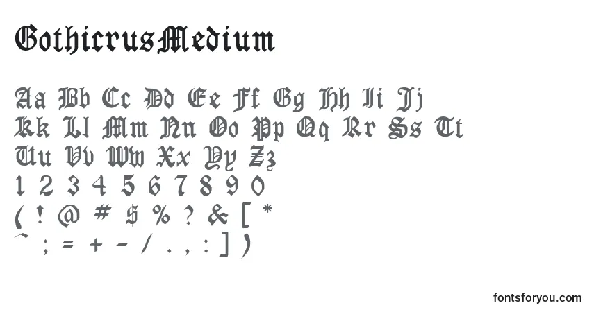 GothicrusMedium-fontti – aakkoset, numerot, erikoismerkit