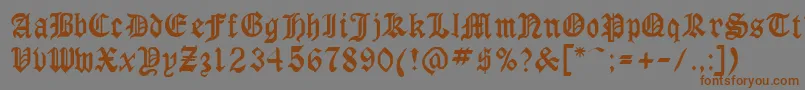 フォントGothicrusMedium – 茶色の文字が灰色の背景にあります。