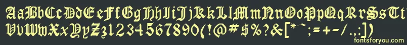 Lisätietoja GothicrusMedium-fontista GothicrusMedium-fontti – keltaiset fontit mustalla taustalla