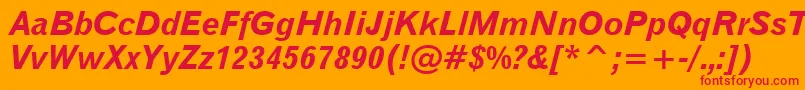 Gothic720BoldItalicBt-Schriftart – Rote Schriften auf orangefarbenem Hintergrund