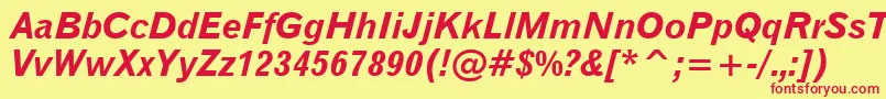 Gothic720BoldItalicBt Font – Red Fonts on Yellow Background