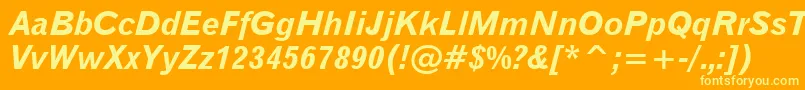 Шрифт Gothic720BoldItalicBt – жёлтые шрифты на оранжевом фоне