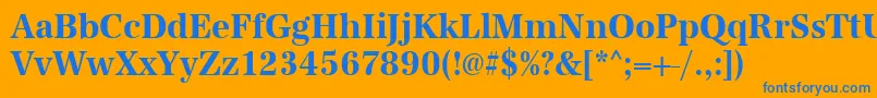 UrwantiquatextnarBold-Schriftart – Blaue Schriften auf orangefarbenem Hintergrund