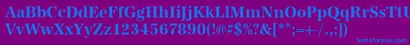 フォントUrwantiquatextnarBold – 紫色の背景に青い文字