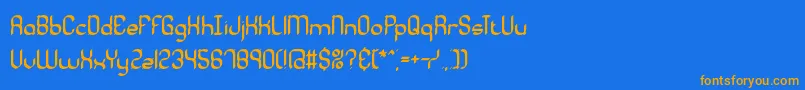 フォントQuadraticCalBrk – オレンジ色の文字が青い背景にあります。