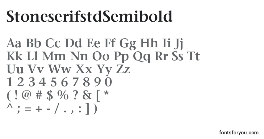 A fonte StoneserifstdSemibold – alfabeto, números, caracteres especiais