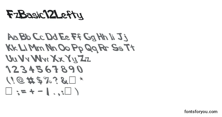 Schriftart FzBasic12Lefty – Alphabet, Zahlen, spezielle Symbole