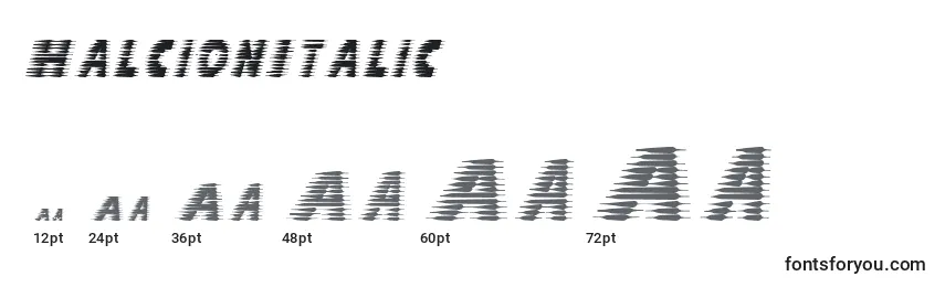 Размеры шрифта HalcionItalic
