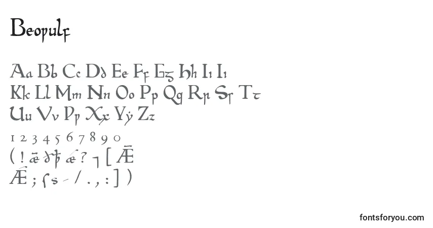 A fonte Beowulf – alfabeto, números, caracteres especiais