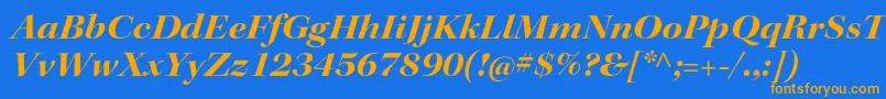 フォントKeplerstdBoldextitdisp – オレンジ色の文字が青い背景にあります。