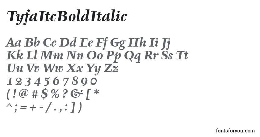 TyfaItcBoldItalic-fontti – aakkoset, numerot, erikoismerkit