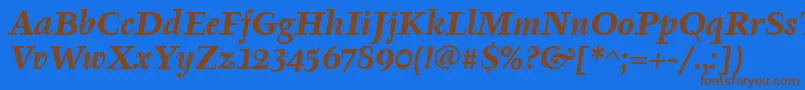 Czcionka TyfaItcBoldItalic – brązowe czcionki na niebieskim tle