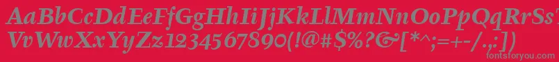 TyfaItcBoldItalic Font – Gray Fonts on Red Background