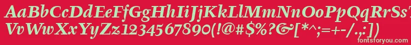 TyfaItcBoldItalic Font – Green Fonts on Red Background