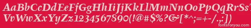フォントTyfaItcBoldItalic – 赤い背景にピンクのフォント