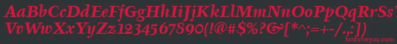 TyfaItcBoldItalic Font – Red Fonts on Black Background
