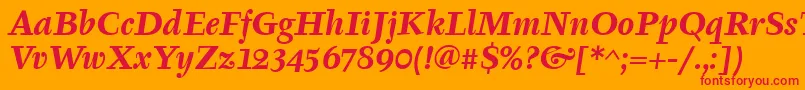 フォントTyfaItcBoldItalic – オレンジの背景に赤い文字