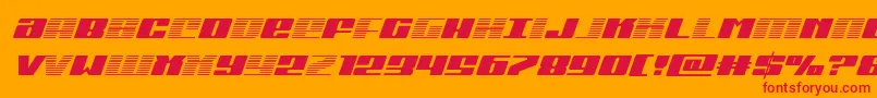 Michiganitalgrad-Schriftart – Rote Schriften auf orangefarbenem Hintergrund