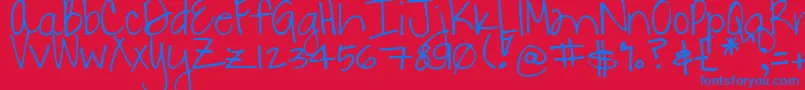 DjbDanielle Font – Blue Fonts on Red Background