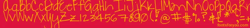 DjbDanielle Font – Orange Fonts on Red Background