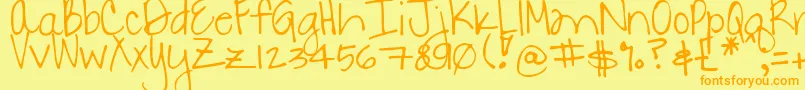 Więcej informacji o czcionce DjbDanielle Czcionka DjbDanielle – pomarańczowe czcionki na żółtym tle