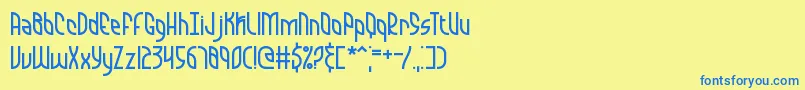 フォントQuarantineBrk – 青い文字が黄色の背景にあります。