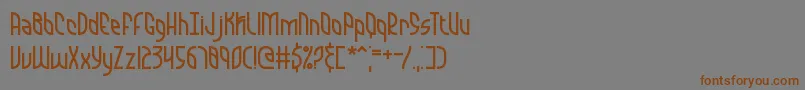 フォントQuarantineBrk – 茶色の文字が灰色の背景にあります。